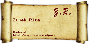 Zubek Rita névjegykártya