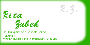 rita zubek business card